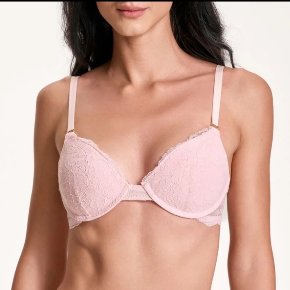 NWT Cherries Date Night Lace Push Up Bra Pink 34AA